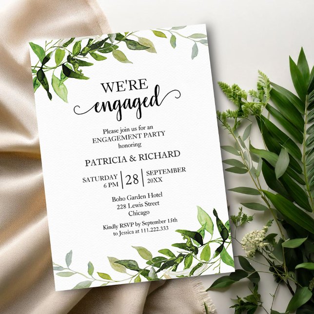 Greenery Foliage We're Engaged Engagement Party  Invitation (Creator Uploaded)