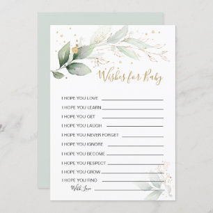 Greenery foliage Wishes for Baby Shower Game Invit Invitation