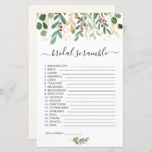 Greenery Foliage Word Scramble Bridal Shower Game