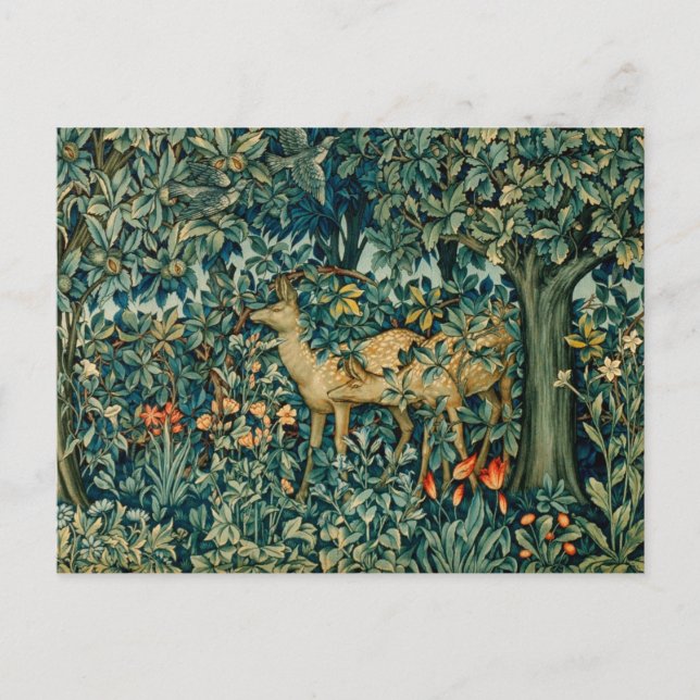 GREENERY,FOREST ANIMALS DOES Floral Christmas Postcard (Front)