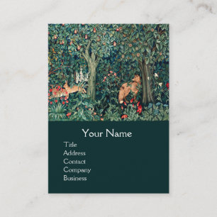 GREENERY,FOREST ANIMALS Hares ,Fox,Green Floral Bu Business Card