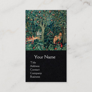 GREENERY,FOREST ANIMALS Hares ,Fox,Green Floral Business Card