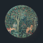 GREENERY,FOREST ANIMALS Hares ,Fox,Green Floral Paper Plate<br><div class="desc">Digital elaboration by Bulgan Lumini from William Morris.tapestry.</div>