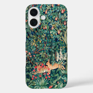 GREENERY,FOREST ANIMALS Hares,Green Floral iPhone 16 Case