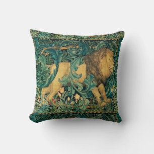 GREENERY,FOREST ANIMALS  LION Floral  Cushion