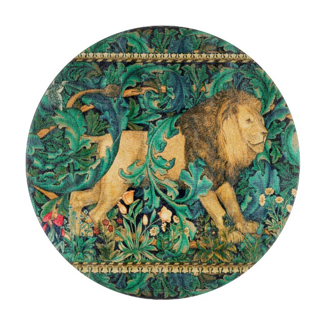 GREENERY,FOREST ANIMALS  LION Floral  Cutting Boar Cutting Board (Front)