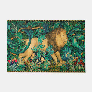 GREENERY,FOREST ANIMALS LION Floral Doormat