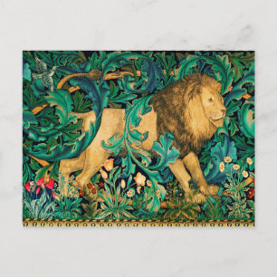 GREENERY,FOREST ANIMALS LION Floral Postcard