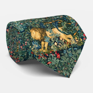 GREENERY,FOREST ANIMALS LION,Green Floral Tie