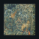 GREENERY,FOREST ANIMALS Pheasant ,Fox,Green Floral Magnet<br><div class="desc">Digital elaboration by Bulgan Lumini from William Morris.tapestry.</div>