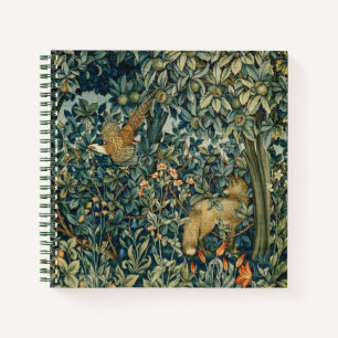 GREENERY,FOREST ANIMALS Pheasant ,Fox,Green Floral Notebook