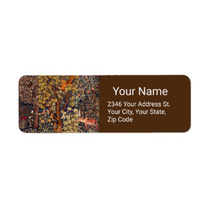 GREENERY,FOREST ANIMALS Pheasant ,Fox,Green Floral Return Address Label