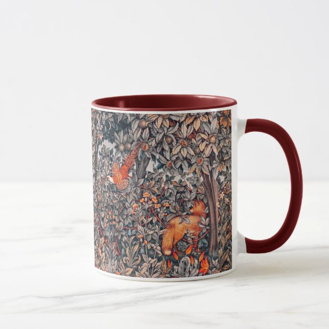 GREENERY,FOREST ANIMALS Pheasant ,Red Fox, Floral Mug (Right)