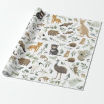 Greenery Forest Australian Animals Baby Birthday Wrapping Paper<br><div class="desc">This elegant design features an assortment of soft sage green watercolor leaves and adorable Australian animals</div>