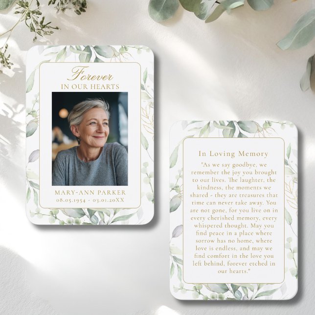 Greenery Forever In Our Hearts Photo Prayer Cards (Greenery Forever In Our Hearts Photo Prayer Cards)