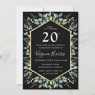 Greenery Frame Twenty 20th Birthday Invitation