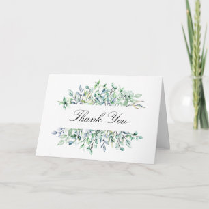 Greenery Frame Wedding Photo Thank You Card