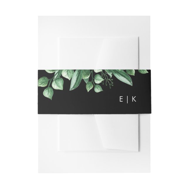 Greenery Fresh Leaf Modern Wedding Invitation Belly Band (Front Example)