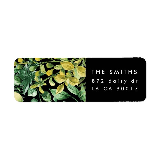 Greenery Fresh Leaf Modern Wedding Return Address Label (Front)