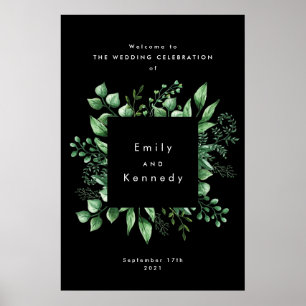 Greenery Fresh Leaf Modern Wedding Welcome Poster