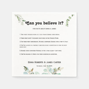 Greenery Fun Facts Modern Wedding Napkins