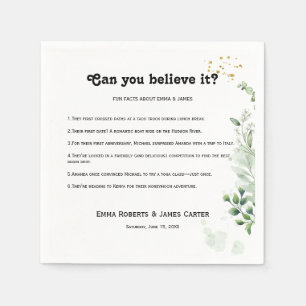 Greenery Fun Facts Modern Wedding Napkins