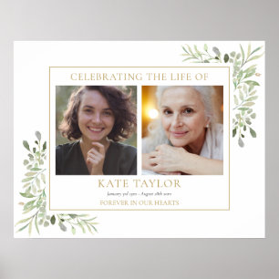 Greenery Funeral Celebration Of Life 2 Photo Poster