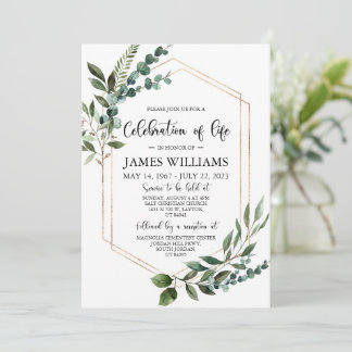 Greenery Funeral Celebration of life Invitation