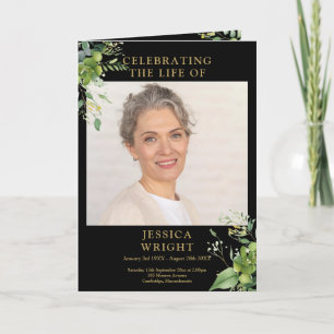 Greenery Funeral Memorial Order Of Service Folded Program