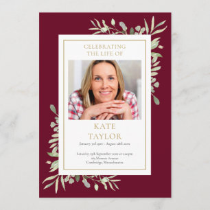 Greenery Funeral Memorial Order Of Service Program