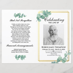 Greenery Funeral Memorial Order Of Service Program