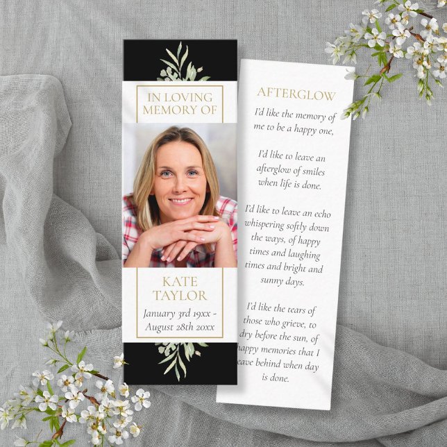 Greenery Funeral Memorial Poem Photo Bookmark Card (Greenery Funeral Memorial Poem Photo Bookmark Card)