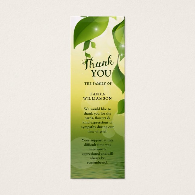 Greenery Funeral Thank You Book Mark (Front)