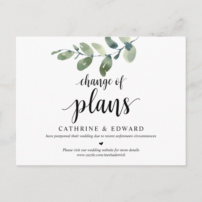 Greenery Garden, Announcement, Postponed Postcard (Front)