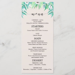 Greenery Garden Botanical Wreath Wedding Menu Card