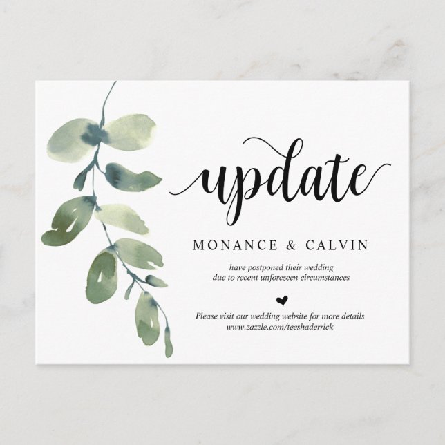 Greenery Garden,Invites  Date update, Postponed Postcard (Front)