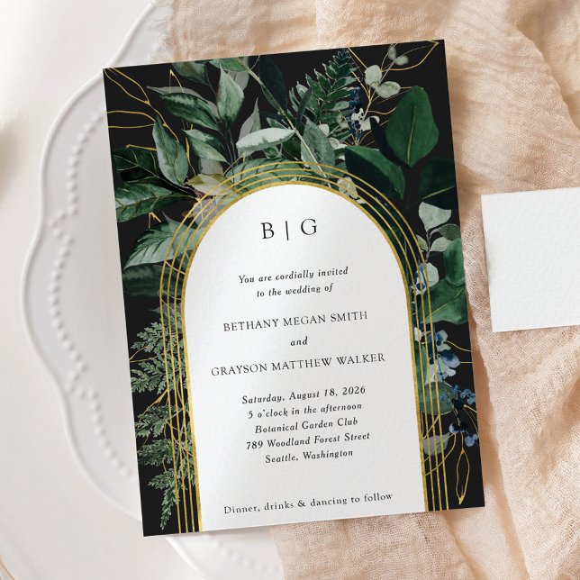 Greenery garden, Modern botanic arch wedding Invit Invitation (Creator Uploaded)