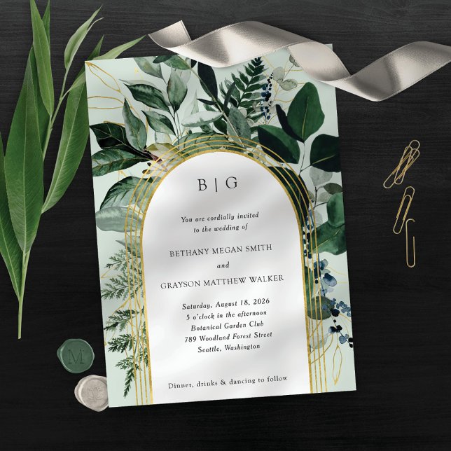 Greenery garden, Modern botanic arch wedding Invitation (Creator Uploaded)