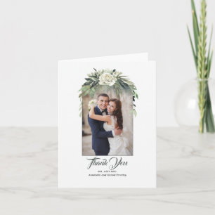 Greenery Garland and Peony Wedding Thank You Photo