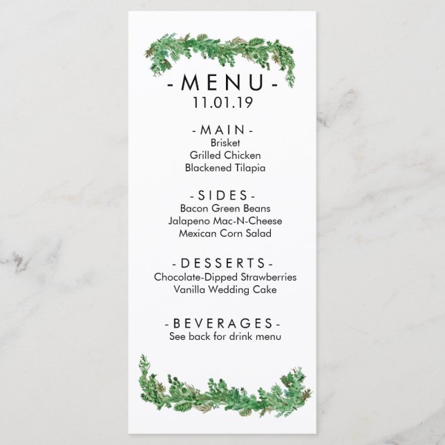 Greenery Garland Event Menu (Front)