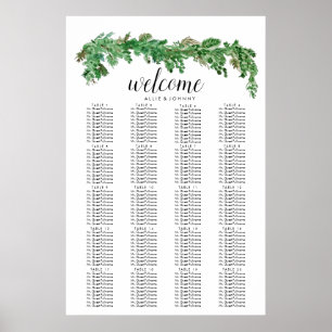 Greenery Garland Seating Chart Wedding Sign Edit