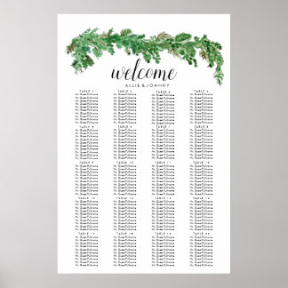 Greenery Garland Seating Chart Wedding Sign Edit