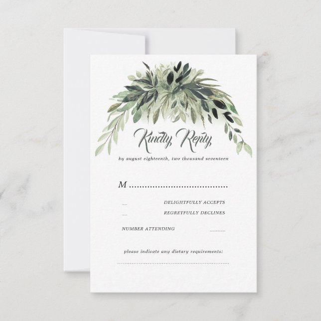 Greenery Garland Wedding RSVP (Front)