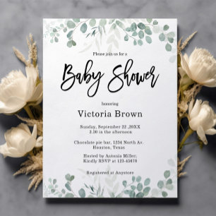 Greenery Gender Neutral Baby Shower Invitation