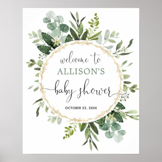 Greenery gender neutral baby shower welcome sign | Zazzle.com.au