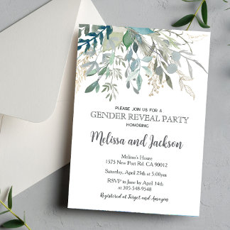 Greenery Gender Reveal Invitation Baby Shower