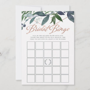 Greenery Geo   Bridal Shower Bingo Game Card