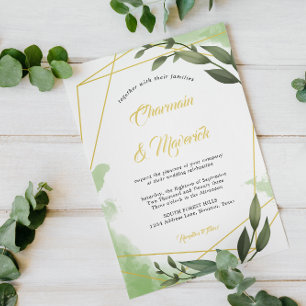 Greenery Geo Frame Wedding  Invitation