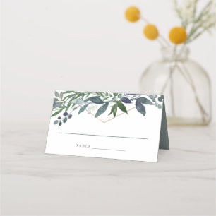 Greenery Geo   Rose Gold Wedding Place Card