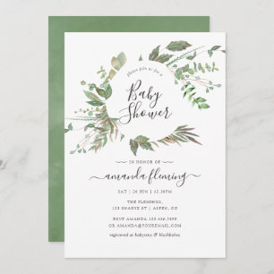 Greenery Geometric Baby Shower Invitation